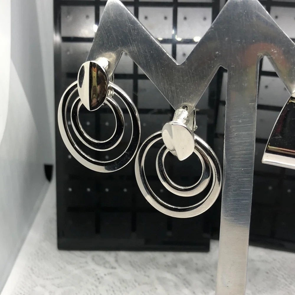 Bundle lot 2 modernist style geometric earrings Napier and Avon